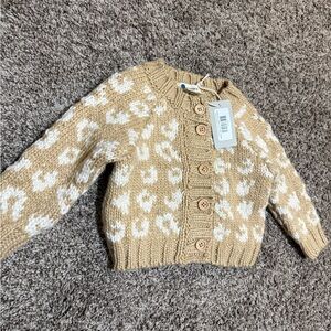 Charming Tan and White blueberry hill baby Sweater 12-24m nwt